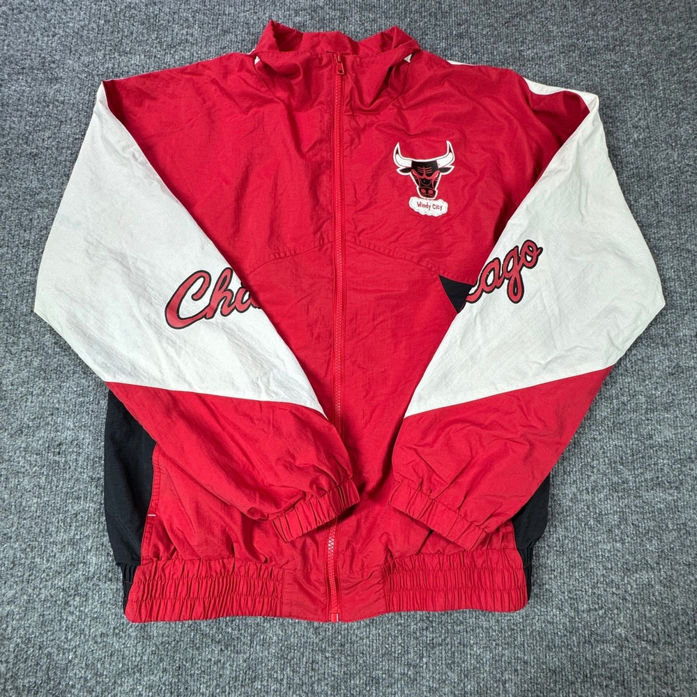 Mitchell Ness Chicago Bulls NBA Track Jacket Mens M Red Hardwood Classics‎